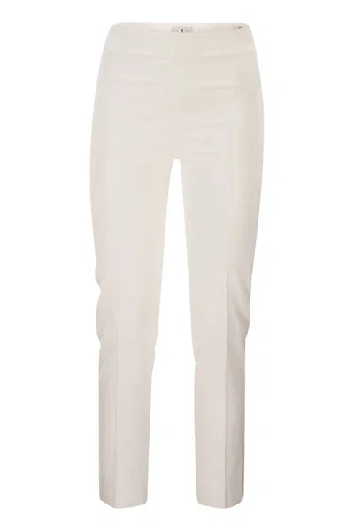 Pt Torino Slim Trousers In Stretch Viscose In White