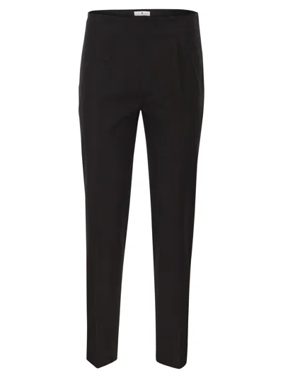 Pt Torino Gioia Slim Trousers In Stretch Viscose In Black