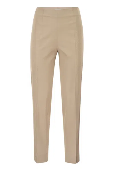 Pt Torino Gioia - Slim Trousers In Stretch Viscose In Brown