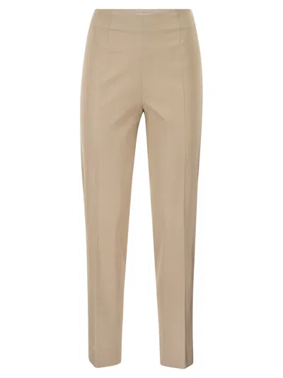 Pt Torino Gioia Slim Trousers In Stretch Viscose In Neutral