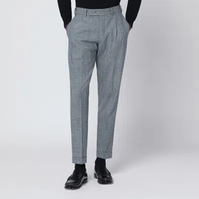 Pt Torino Gray Patterned Wool And Cashmere Trousers