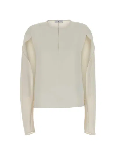 Pt Torino Grazie Cape-sleeve Blouse In White