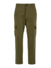 Pt Torino Green Pants With Cargo Pockets In Cotton And Linen Blend Woman In Green