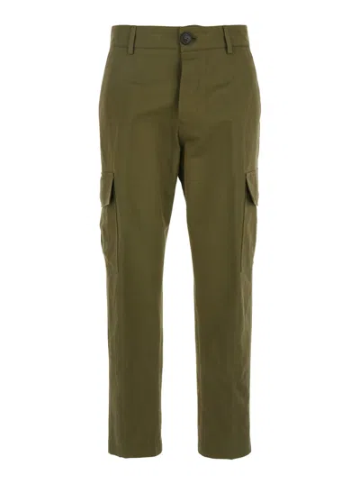 PT TORINO GREEN PANTS WITH CARGO POCKETS IN COTTON AND LINEN BLEND WOMAN