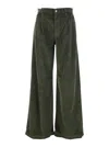 Pt Torino Green Pants With Logo Patch On The Back In Corduroy Woman In Gray