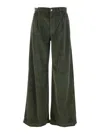 Pt Torino Green Pants With Logo Patch On The Back In Corduroy Woman In Gray