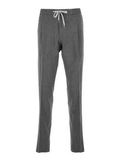 PT TORINO GREY DRAWSTRING WAIST TROUSERS