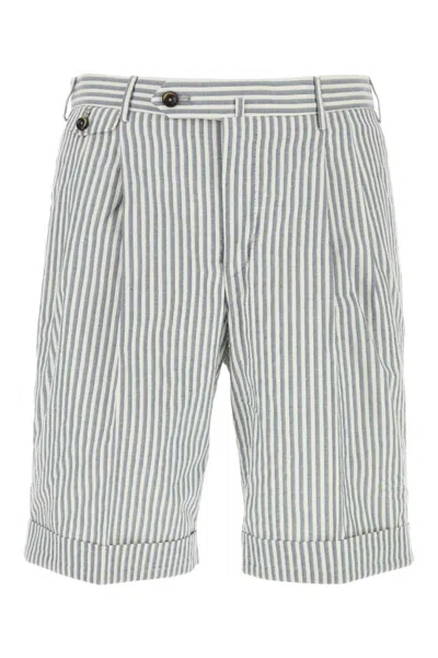 Pt Torino Grey Embroidered Bermuda Shorts