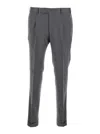 Pt Torino Grey Slim Pants With Concealed Closure In Virgin Wool Man In Gray