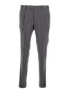 Pt Torino Grey Slim Pants With Concealed Closure In Virgin Wool Man In Gray