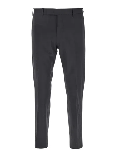 Pt Torino Grey Slim Tailored Pants In Lightweight Flannel Man
