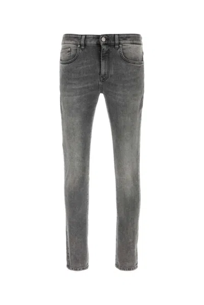 Pt Torino Grey Stretch Denim Jeans In Brown