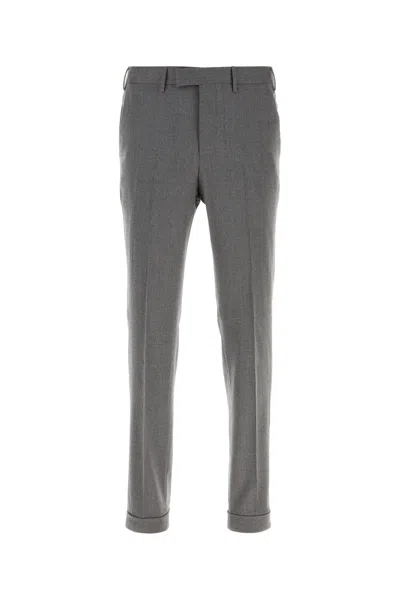 Pt Torino Grey Stretch Wool Pant In Gray