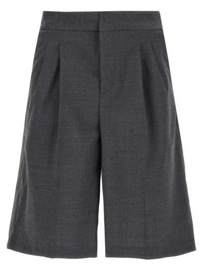 PT TORINO GREY TECHNO WOOL BERMUDA SHORTS