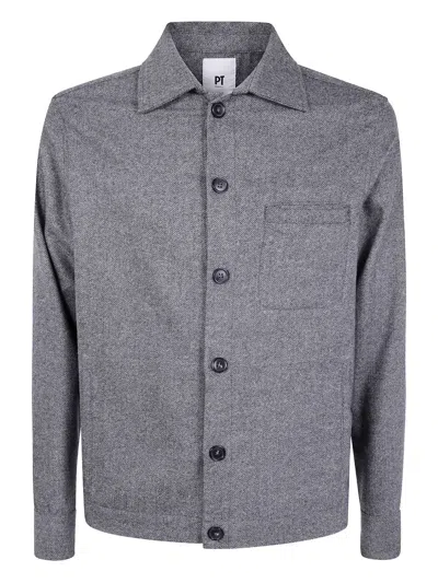 PT TORINO HERRINGBONE BUTTONED JACKET