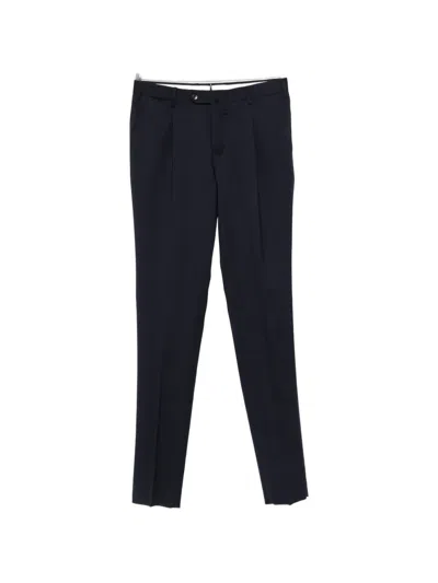Pt Torino Herringbone Pleated Trousers In Black