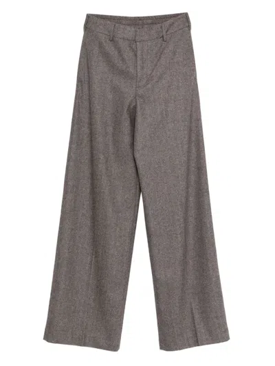 Pt Torino Herringbone Trousers In Brown