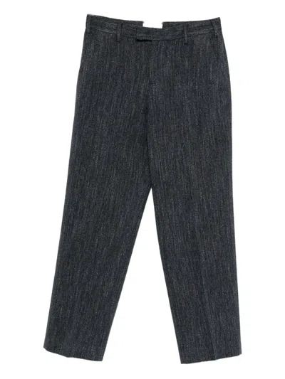 Pt Torino Herringbone Trousers In Gray