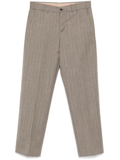 Pt Torino Herringbone Trousers In Neutrals