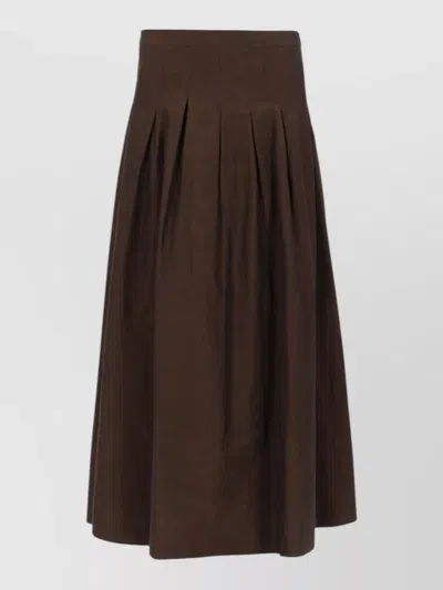 Pt Torino High Waist Midi Pleated Skirt In Brown