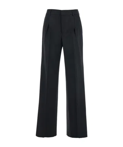 Pt Torino Lola Black Pants With High Waist And Pleated Details In Wool Stretch Woman