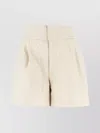 Pt Torino High Waist Pleated Synthetic Leather Shorts In Neutral