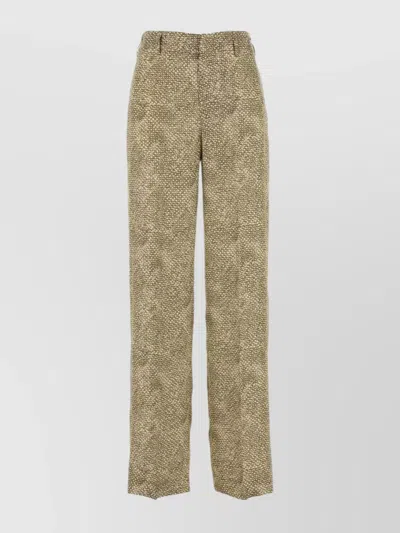 Pt Torino High Waist Satin Trousers With Side Pockets In Printed