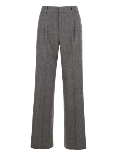 Pt Torino High-waist Welt Pockets Trousers In Gray