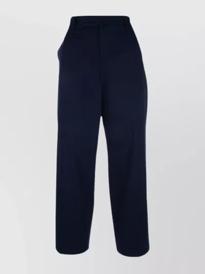 Pt Torino High Waist Wide Leg Trousers With Belt Loops In Blue