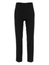 Pt Torino High-waisted Black Trousers With Tailored Front Pleats And Hem Slits In Animal Print