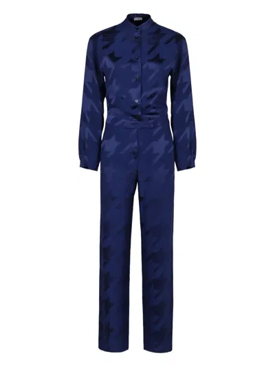 Pt Torino Houndstooth Jumpsuit In Blue