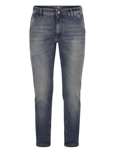 Pt Torino Indie Stretch Cotton And Cashmere Denim Trousers In Gray