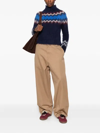Pt Torino Intarsia-knit Wool Sweater In Blue