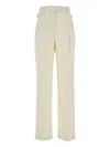 Pt Torino White Wool Blend Isabel Pant In Neutral