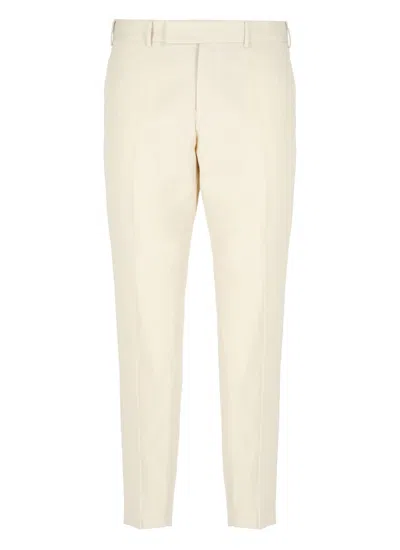 PT TORINO PT TORINO IVORY COTTON AND LINEN TROUSERS