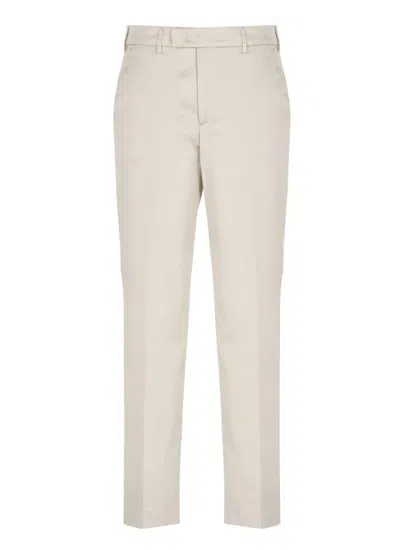 Pt Torino Ivory Cotton And Viscose Pants