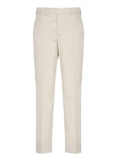 Pt Torino Ivory Cotton And Viscose Pants In Beige
