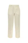 Pt Torino Pantalone Emma In Twill Avorio Donna In Panna