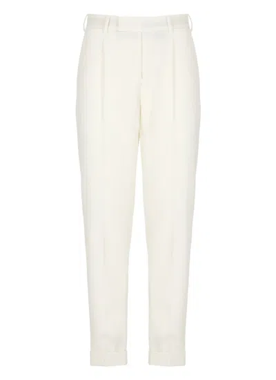 Pt Torino Ivory Virgin Wool Pants In White