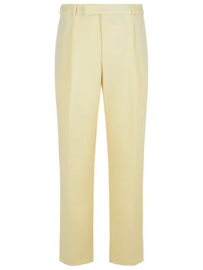Pt Torino Ivory Virgin Wool Trousers In Neutral