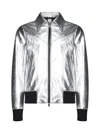 Pt Torino Laminated Leather Jacket In Silver