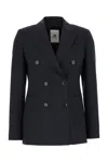 Pt Torino Stretch Wool Double-breasted Blazer In Navy