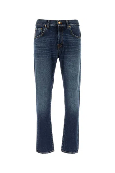 Pt Torino Stretch Denim Trousers Faded Five Pocket Design In Blue