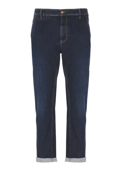 Pt Torino Indie Jeans In Stretch Cotton In Blue