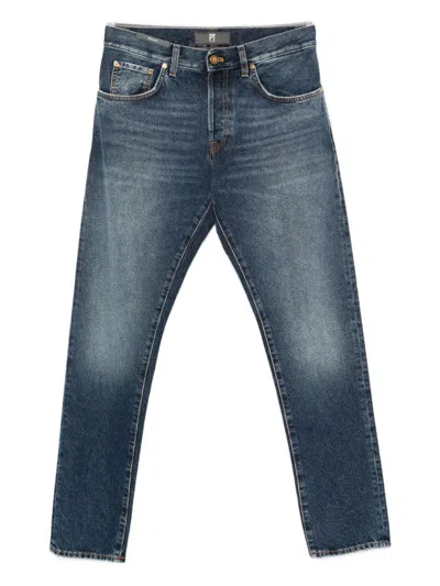 Pt Torino Logo-patch Jeans In Blue