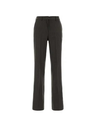 Pt Torino Jodie Pinstripe Wool Trousers In Gray