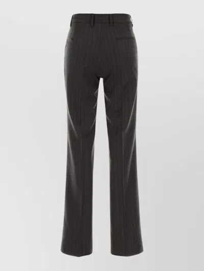 Pt Torino Jodie Wool Pinstripe Tailored High Waist Pants In Gray