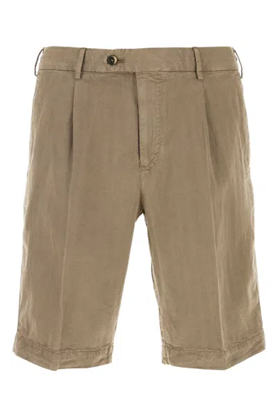 PT TORINO KHAKI LYOCELL BLEND BERMUDA SHORTS