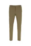 Pt Torino Khaki Stretch Cotton Blend Pant In Green