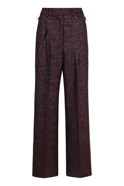Pt Torino Knitted Lurex Wide-leg Trousers In Red